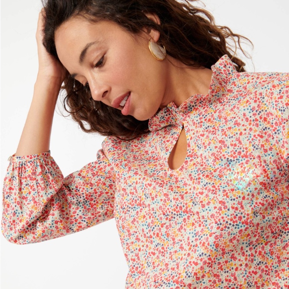 J.Crew Long-sleeve ruffleneck top in Liberty® Phoebe floral - NWT - Picture 3 of 8